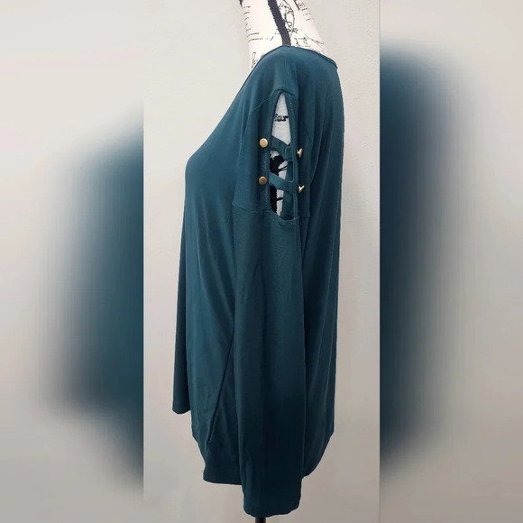 Diana Belle Women's Hunter Green Long Sleeve Chiffon Blouse Size XL NWT - Picture 2 of 13